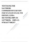 TEST BANK FOR SAUNDERS COMPREHENSIVE REVIEW FOR NCLEX-RN EXAM, 5TH EDITION, LINDA SILVESTRI COMPLETE GUIDE | ACTUAL EXAMS QUESTIONS WITH VERIFIED ANSWERS LATEST UPDATE 2025 GRAED A+