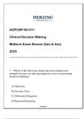 NU 611 (HU-AGPCNP) Clinical Decision Making Midterm Exam (Qns & Ans) 2025