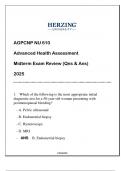 NU 610 (HU-AGPCNP) Advanced Health Assessment Midterm Exam (Qns & Ans) 2025