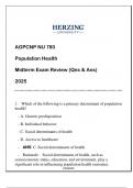 NU 780 (HU-AGPCNP) Population Health Midterm Exam (Qns & Ans) 2025