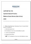 NU 730 (HU-AGPCNP) Systems Based Practice Midterm Exam (Qns & Ans) 2025