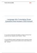 Language Arts Cumulative Exam Questions And Answers 2025 Actual!!