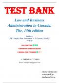 Test Bank For Law and Business Administration in Canada, The, 15th Edition by J E. Smyth