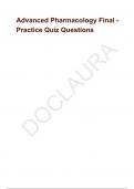 Advanced Pharmacology Final - Practice Quiz Questions 