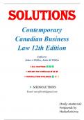 Solutions for Contemporary Canadian Business Law, Principles and Cases 12th Edition By John Willes