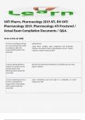 VATI Pharm, Pharmacology 2019 ATI, RN VATI Pharmacology 2019, Pharmacology ATI Proctored / Actual Exam Compilation Documents / Q&A. 