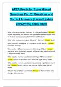 APEA Predictor Exam Missed Questions Part 2 | Questions and Correct Answers | Latest Update 2024/2025 | 100% PASS