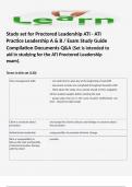 Study set for Proctored Leadership ATI - ATI Practice Leadership A & B / Exam Study Guide Compilation Documents Q&A (Set is intended to aid in studying for the ATI Proctored Leadership exam). 