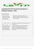 Leadership Final ATI Actual Exam Questions & Definitive Solutions / 2025. 