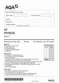 AS-Level AQA 2024 Physics Paper 1 Including Mark Scheme