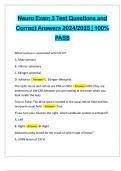 Neuro Exam 3 Test Questions and Correct Answers 2024/2025 | 100% PASS