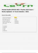 Mental Health (PSYCH) HESI - Practice 2021 Exam / Newly Updated / A+ Score Solution / 2025. 