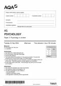 AS-Level AQA 2024 Psychology Paper 2 Including Mark Scheme