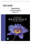 TEST BANK FOR CAMPBELL BIOLOGY 12th EDITION BY LISA A. URRY | ALL 56 CHAPTERS COVERED  AND VEREFIED ISBN: ‎9780135188743