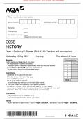 VERIFIED/AQA GCSE HISTORY Paper 1 Section A/C: Russia, 1894–1945: Tsardom and communism MERGED QUESTION PAPER> MARK SCHEME> 100% GUARANTEE