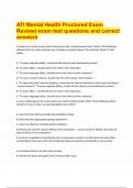 ATI Mental Health Proctored Exam Review exam test questions and correct answers