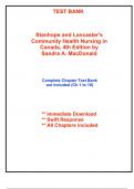 Test Bank for Stanhope and Lancaster's Community Health Nursing in Canada, 4th Edition by MacDonald (All Chapters included)