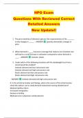 HPO Exam   Questions With Reviewed Correct  Detailed Answers   New Update!! 