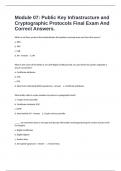 Module 07: Public Key Infrastructure and Cryptographic Protocols Final Exam And Correct Answers.