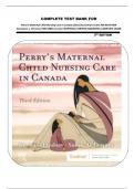 COMPLETE TEST BANK FOR Perry's Maternal Child Nursing Care in Canada (2021) by Cheryl A Sams RN BScN MSN Constance L. O'Connor MN RN(EC) ||ALL CHAPTERS||VERIFIED ANSWERS||COMPLETE GUIDE