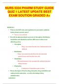 NURS 5334 PHARM STUDY GUIDE QUIZ 1 LATEST UPDATE BEST EXAM SOUTION GRADED A+.