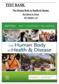 Test bank for Human Body in Health and Disease 7th Edition by Patton complete chapter 1-25 question & answer ISBN:9780323402118