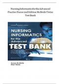 Test Bank for Nursing Informatics for the Advanced Practice Nurs 2nd Edition McBride Tietze