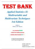 Test Bank for Applied Statistics II, Multivariable and Multivariate Techniques, 3rd Edition by Warner