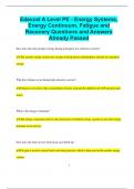 Edexcel A Level PE - Energy Systems, Energy Continuum, Fatigue and Recovery Questions and Answers  Already Passed