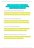 AQA A-Level PE 2.1 Information Processing Questions and Answers  Latest Version Graded A+