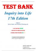 Test Bank for Inquiry into Life, 17th Edition by Sylvia Mader