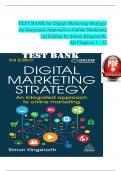 TEST BANK for Digital Marketing Strategy: An Integrated Approach to Online Marketing 3rd Edition by Simon Kingsnorth. All Chapters 1 - 22