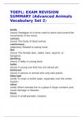 TOEFL: EXAM REVISION SUMMARY (Advanced Animals Vocabulary Set 2)