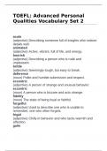 TOEFL: Advanced Personal Qualities Vocabulary Set 2