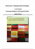 Instructor’s Manual and Test Bank - for Assessing Students with Special Needs 8th Edition, (McLoughlin, 2017), Chapter 1-17 | All Chapters