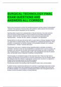  SURGICAL TECHNOLOGY FINAL EXAM QUESTIONS AND ANSWERS ALL CORRECT 