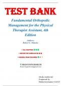 Test Bank - Fundamental Orthopedic Management for the Physical Therapist Assistant, 4th Edition (Manske, 2016), Chapter 1-29 | All Chapters