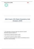 AML Exam (CE) Bank Questions And Answers 2025