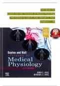 TEST BANK For Guyton and Hall Textbook of Medical Physiology, 14th Edition by John E. Hall; Michael E. Hall, Verified Chapters 1 - 86, Complete Newest Version