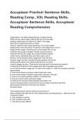 Accuplacer Practice! Sentence Skills, Reading Comp., ESL Reading Skills, Accuplacer Sentence Skills, Accuplacer Reading Comprehension NEWEST 2025/2026 ACTUAL EXAM COMPLETE QUESTIONS AND CORRECT DETAILED ANSWERS (VERIFIED ANSWERS) |ALREADY GRADED A+||BRAND