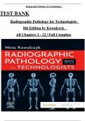 TEST BANK Radiographic Pathology for Technologists 8th Edition by Kowalczyk All Chapters 1 - 12 / Full Complete