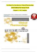 Test Bank For Introductory Clinical Pharmacology 12th Edition By Susan Ford Chapter 1 - 54 | Complete