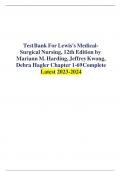 Test Bank For Lewis's Medical A Surgical Nursing, 12th Edition by  Mariann M. Harding, Jeffrey Kwong,  Debra Hagler Chapter 1-69 Complete  Latest 2023-2024 WITH RATIONALES