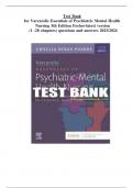 TEST BANK FOR VARCAROLIS ESSENTIALS OF PSYCHIATRIC MENTAL HEALTH NURSING 5TH EDITION FOSBRE / ALL CHAPTERS 1-28 / FULL COMPLETE