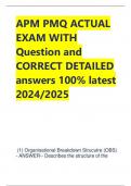 APM PMQ ACTUAL EXAM WITH Question and  CORRECT DETAILED answers 100% latest 2024/2025