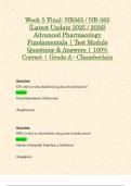 Week 5 & 6 & 7 & 8 Final Exam: NR565 / NR-565 (Latest 2025 / 2026 Updates STUDY BUNDLE WITH COMPLETE SOLUTIONS) Advanced Pharmacology Fundamentals | Questions and Verified Answers | 100% Correct | Grade A - Chamberlain