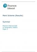 Pearson Edexcel A Level 3 GCE (9GE0,02) Geography Advanced PAPER 2 + mark scheme May 2025