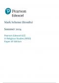 Pearson Edexcel A Level Religious Studies (9rso) Paper 4f JUNE 2024 Final Mark scheme