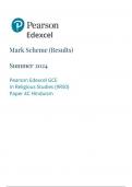 Pearson Edexcel A Level Religious Studies (9rso) Paper 4e JUNE 2024 Final Mark scheme