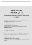 Shock Test Bank 2024 2025 updated Questions And Answers 100- correct Verified